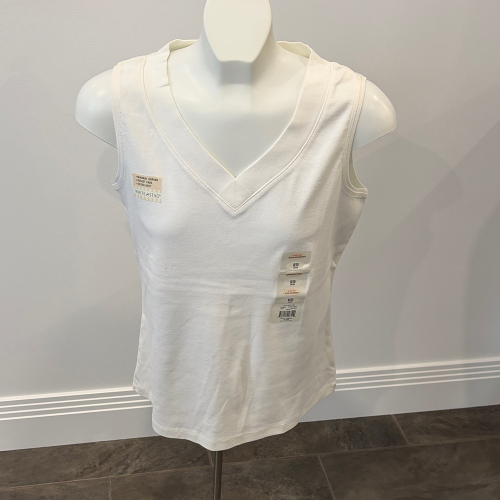 White Stag Women's White V-Neck Tank Top